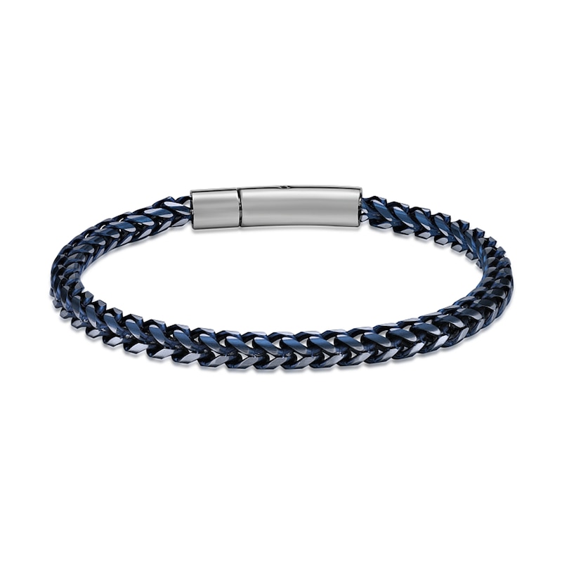 Main Image 1 of 5.0mm Foxtail Chain Bracelet in Solid Stainless Steel with Blue Ion Plate - 8.5”