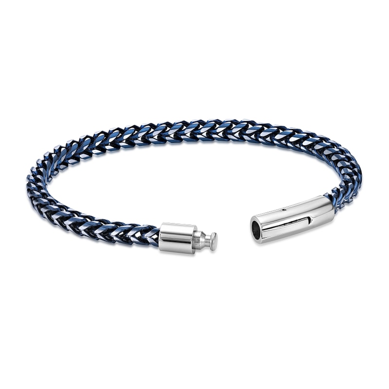 Main Image 3 of 5.0mm Foxtail Chain Bracelet in Solid Stainless Steel with Blue Ion Plate - 8.5”