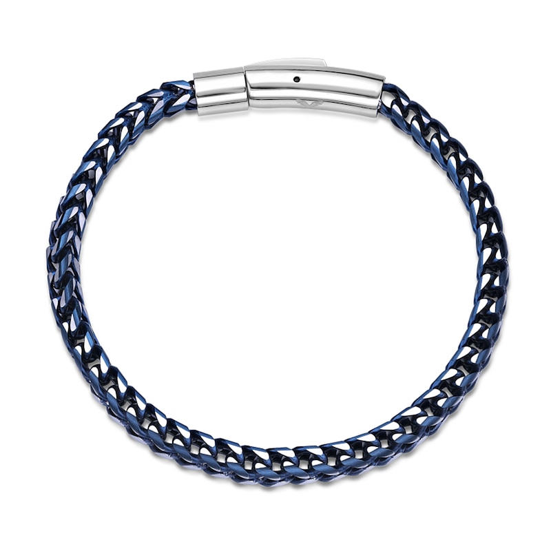 Main Image 4 of 5.0mm Foxtail Chain Bracelet in Solid Stainless Steel with Blue Ion Plate - 8.5”