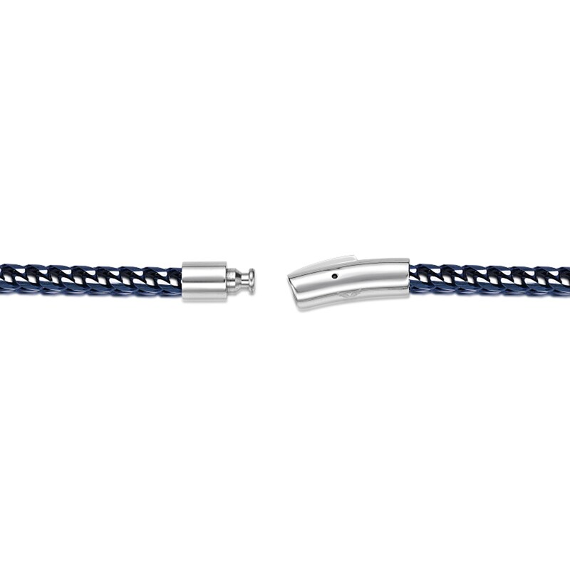 Main Image 5 of 5.0mm Foxtail Chain Bracelet in Solid Stainless Steel with Blue Ion Plate - 8.5”
