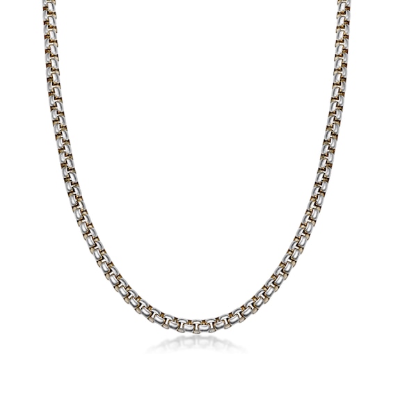6.0mm Box Chain Necklace in Solid Stainless Steel and Yellow Ion Plate - 24â