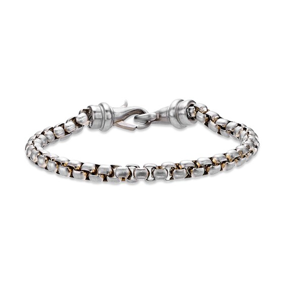 6.0mm Box Chain Bracelet in Solid Stainless Steel and Yellow Ion Plate - 8.5â