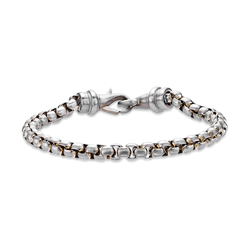Mens Sterling Silver Rounded Box Chain 5mm Width 8.5-inch Length Mens Sterling Silver Rounded Box Chain 5mm Width 8.5-inch Length