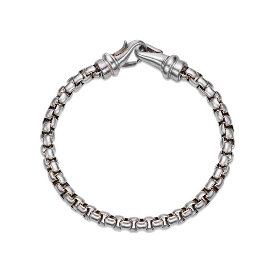 6.0mm Box Chain Bracelet in Solid Stainless Steel and Yellow Ion Plate - 8.5â