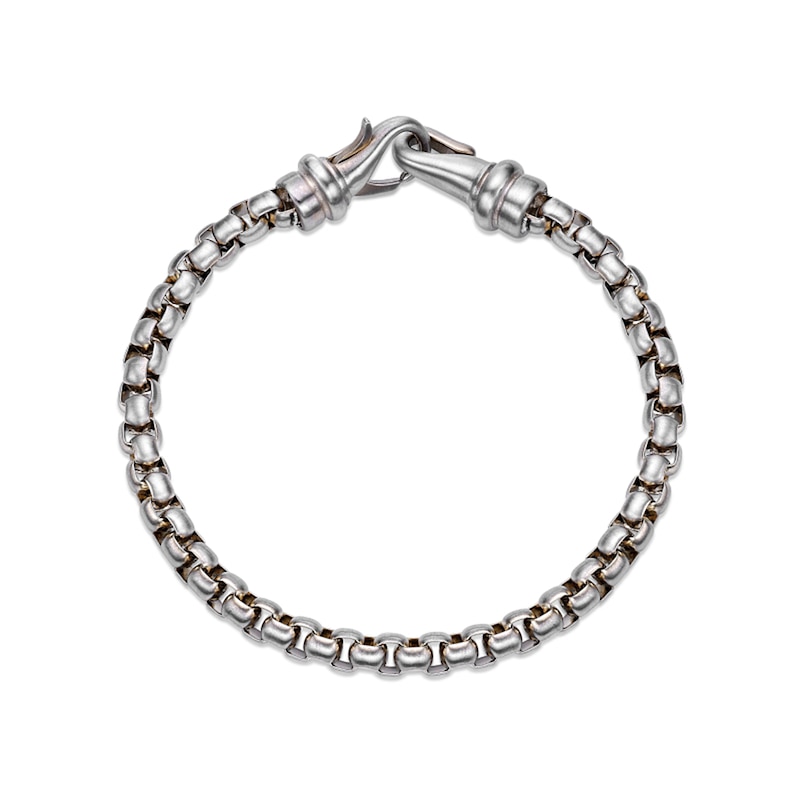 Main Image 5 of 6.0mm Box Chain Bracelet in Solid Stainless Steel and Yellow Ion Plate - 8.5”