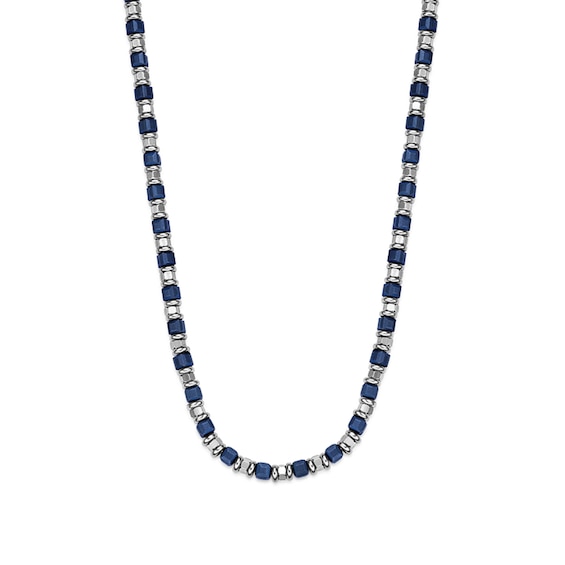 4.5mm Bead Chain Necklace in Stainless Steel with Blue Ion Plate - 24â