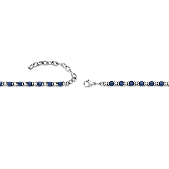 4.5mm Bead Chain Necklace in Stainless Steel with Blue Ion Plate - 24â