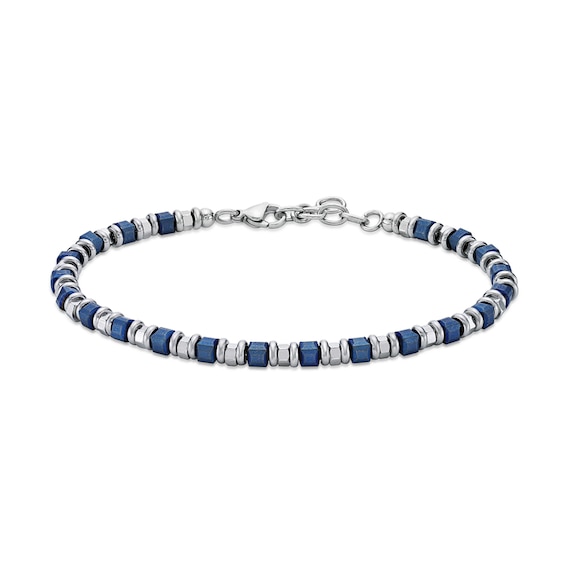 Bead Chain Bracelet in Stainless Steel with Blue Ion Plate - 8.25â