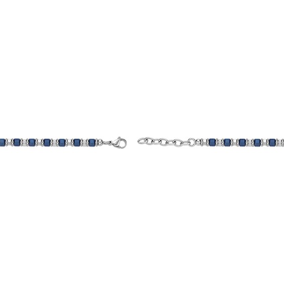 Bead Chain Bracelet in Stainless Steel with Blue Ion Plate - 8.25â