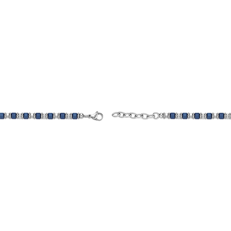 Main Image 4 of Bead Chain Bracelet in Stainless Steel with Blue Ion Plate - 8.25”