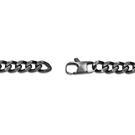 Antique-Finish ID Plate Bracelet in Stainless Steel with Matte Black Ion Plate - 8.5”