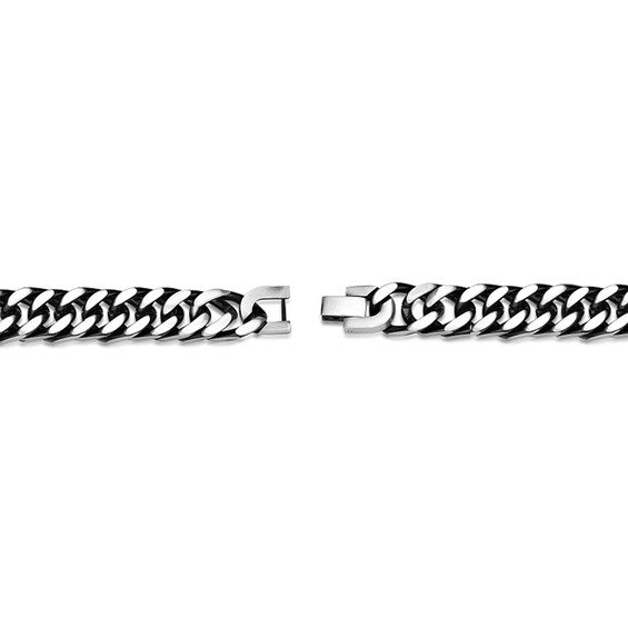 11.0mm Curb Chain Bracelet in Solid Stainless Steel with Black Ion Plate - 8.5â