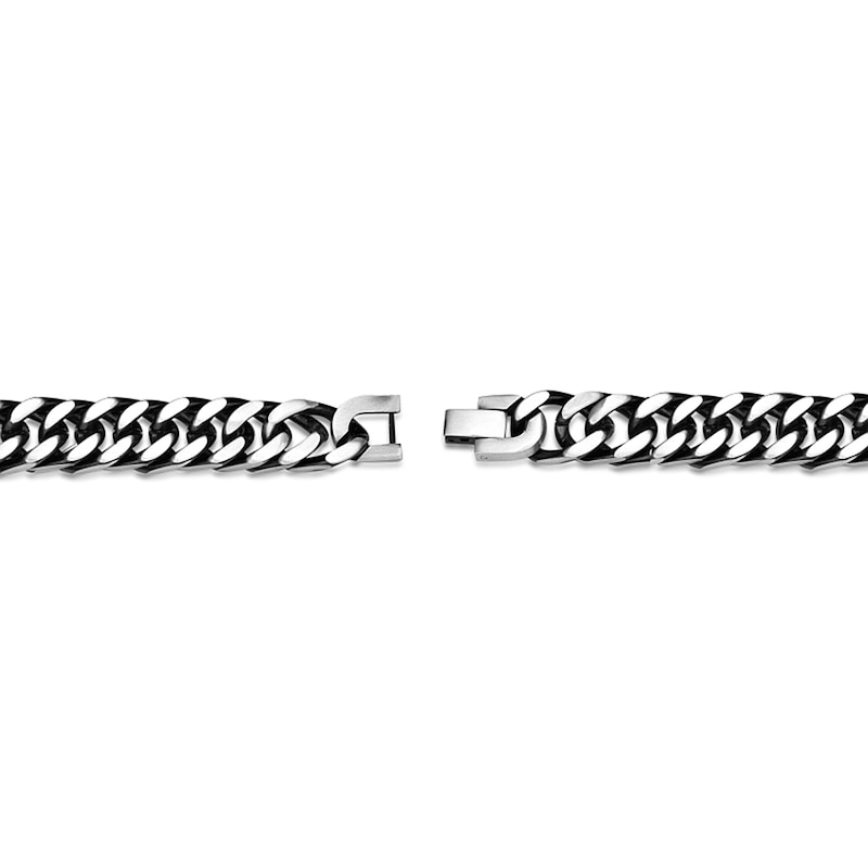 Main Image 4 of 11.0mm Curb Chain Bracelet in Solid Stainless Steel with Black Ion Plate - 8.5”