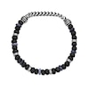 Thumbnail Image 3 of Black Agate, Labradorite and Hematite Bead Chain Stretch Bracelet in Stainless Steel - 8.5”