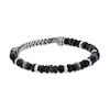 Thumbnail Image 5 of Black Agate, Labradorite and Hematite Bead Chain Stretch Bracelet in Stainless Steel - 8.5”