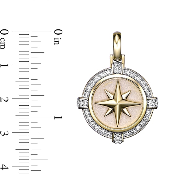 1/3 CT. T.w. Diamond Compass Pendant in Sterling Silver with 14K Gold Plate - 24â