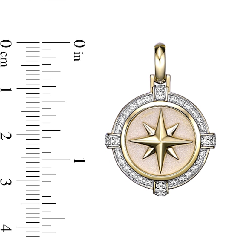 Main Image 5 of 1/3 CT. T.W. Diamond Compass Pendant in Sterling Silver with 14K Gold Plate - 24”