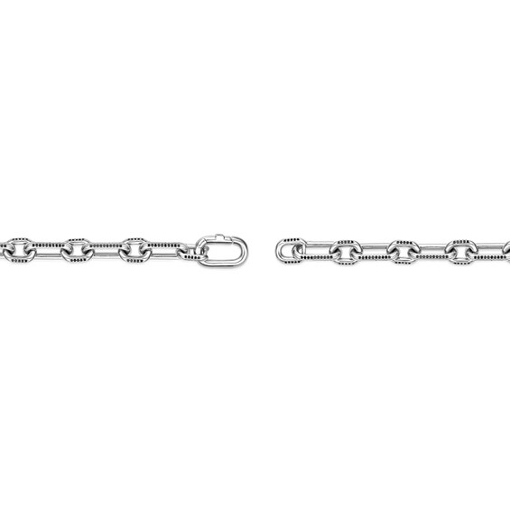 Black Spinel Paper Clip Chain Link Bracelet in Solid Sterling Silver - 8.5â