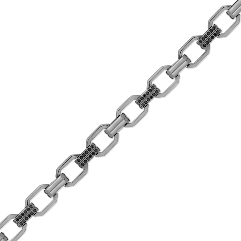 Main Image 2 of Black Spinel Octagon Link Bracelet in Solid Sterling Silver with Black Rhodium Plate - 8.5”