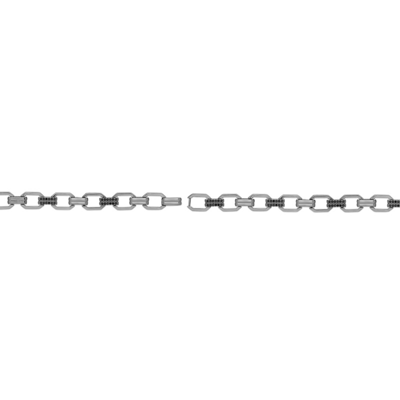 Main Image 3 of Black Spinel Octagon Link Bracelet in Solid Sterling Silver with Black Rhodium Plate - 8.5”