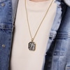 Thumbnail Image 2 of Black Diamond Accent Antique-Finish Lion Octagon Pendant in Sterling Silver with 14K Gold Plate - 24”
