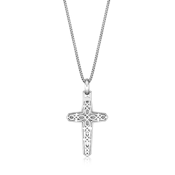 1/2 CT. T.w. Diamond Cross with Star Pendant in Sterling Silver with 14K Gold Plate - 24â