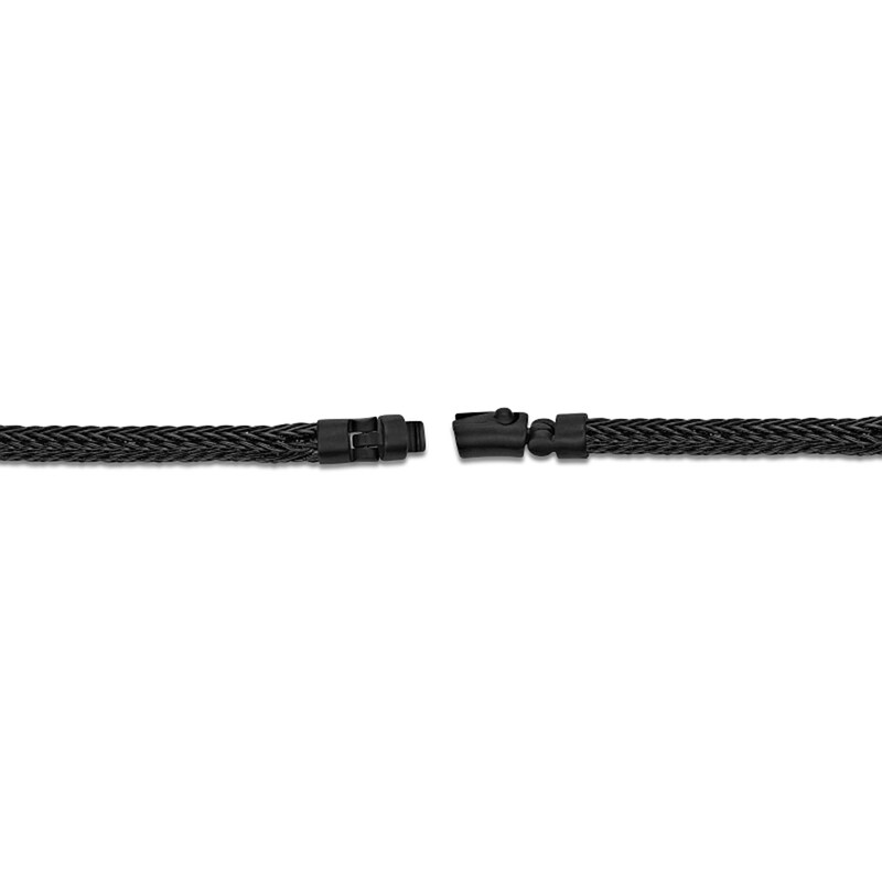 Main Image 3 of 7.0mm Braided Herringbone Chain Bracelet in Solid Stainless Steel with Matte Black Ion Plate - 8.5”