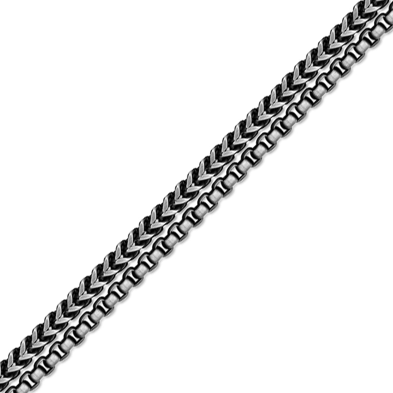 Main Image 2 of 8.0mm Double-Chain Bracelet in Solid Stainless Steel with Matte Grey Ion Plate - 8.25”