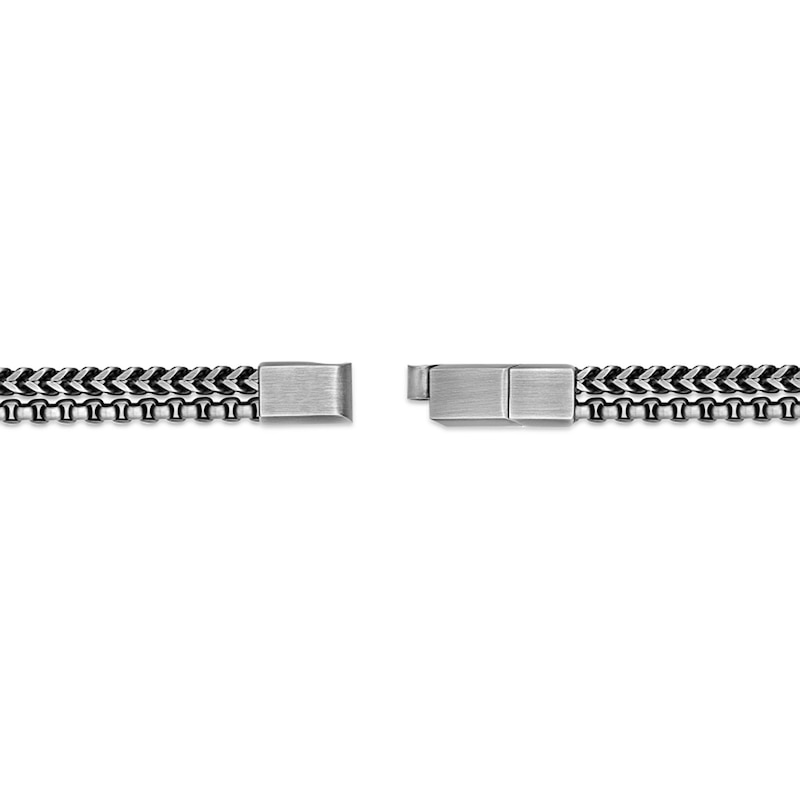 Main Image 3 of 8.0mm Double-Chain Bracelet in Solid Stainless Steel with Matte Grey Ion Plate - 8.25”