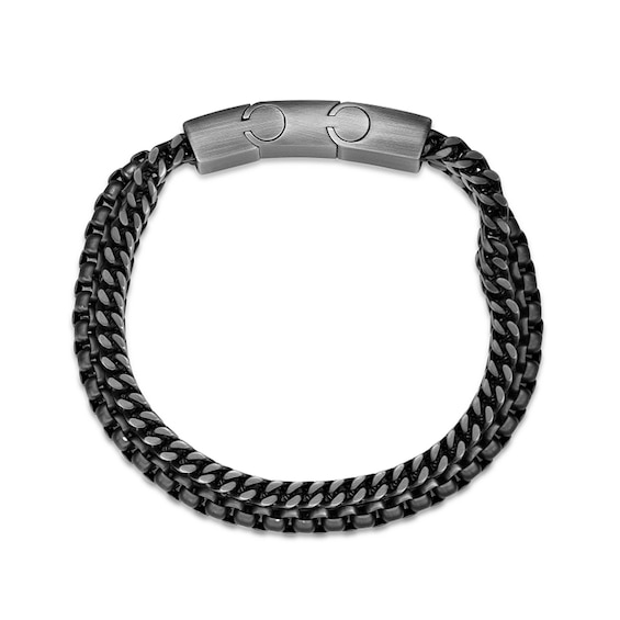 8.0mm Double-Chain Bracelet in Solid Stainless Steel with Matte Grey Ion Plate - 8.25â