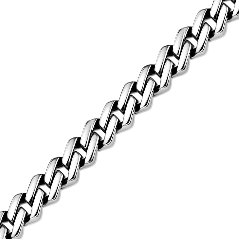 Main Image 3 of 13.0mm Flat Curb Chain Bracelet in Solid Stainless Steel and Black Ion Plate - 9”