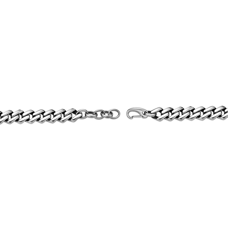 Main Image 4 of 13.0mm Flat Curb Chain Bracelet in Solid Stainless Steel and Black Ion Plate - 9”