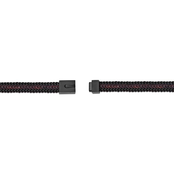 Foxtail Chain and Red Cord Woven Bracelet in Stainless Steel with Black Ion Plate - 8.5â