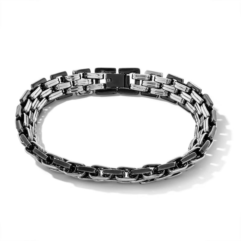 Main Image 1 of 10.0mm Multi-Row Link Bracelet in Solid Stainless Steel with Black Ion Plate - 8.5”