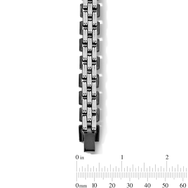 Main Image 3 of 10.0mm Multi-Row Link Bracelet in Solid Stainless Steel with Black Ion Plate - 8.5”