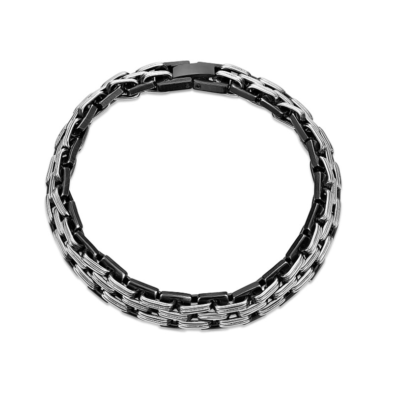 Main Image 5 of 10.0mm Multi-Row Link Bracelet in Solid Stainless Steel with Black Ion Plate - 8.5”
