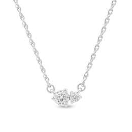 1/6 CT. T.W. Diamond Toi et Moi Necklace in 10K White Gold