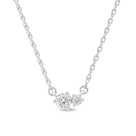 1/6 CT. T.w. Diamond Toi et Moi Necklace in 10K White Gold