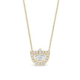 1/3 CT. T.W. Half-Moon Certified Lab-Grown Diamond Frame Pendant in 14K Gold (F/VS2)