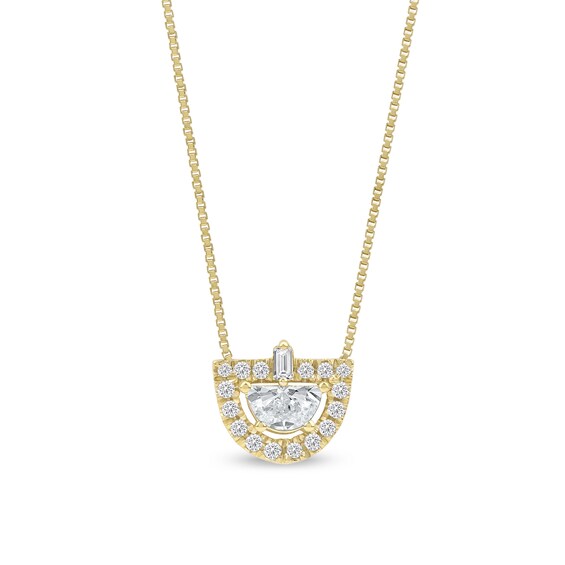 1/3 CT. T.w. Half-Moon Certified Lab-Grown Diamond Frame Pendant in 14K Gold (F/Vs2)