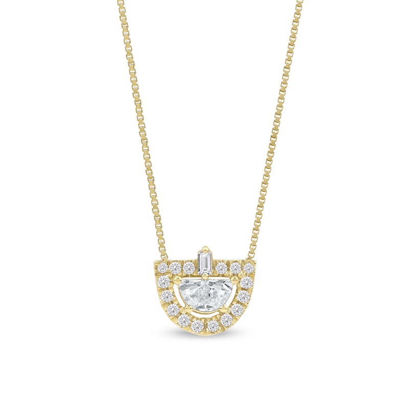 Main Image 1 of 1/3 CT. T.W. Half-Moon Certified Lab-Grown Diamond Frame Pendant in 14K Gold (F/VS2)