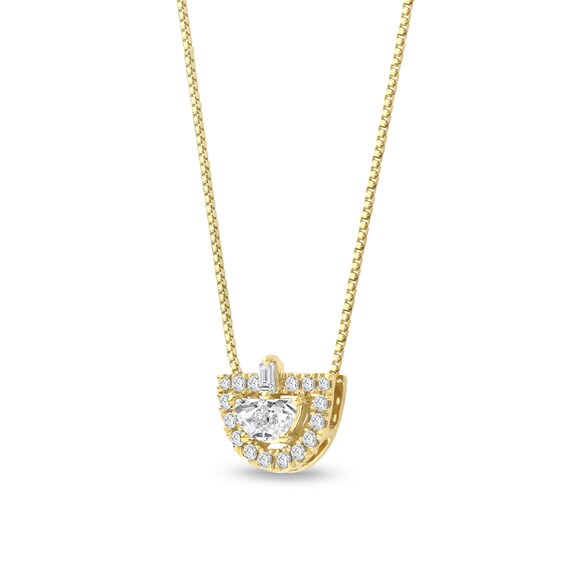 1/3 CT. T.w. Half-Moon Certified Lab-Grown Diamond Frame Pendant in 14K Gold (F/Vs2)