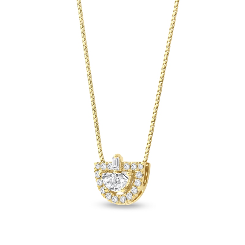 Main Image 2 of 1/3 CT. T.W. Half-Moon Certified Lab-Grown Diamond Frame Pendant in 14K Gold (F/VS2)