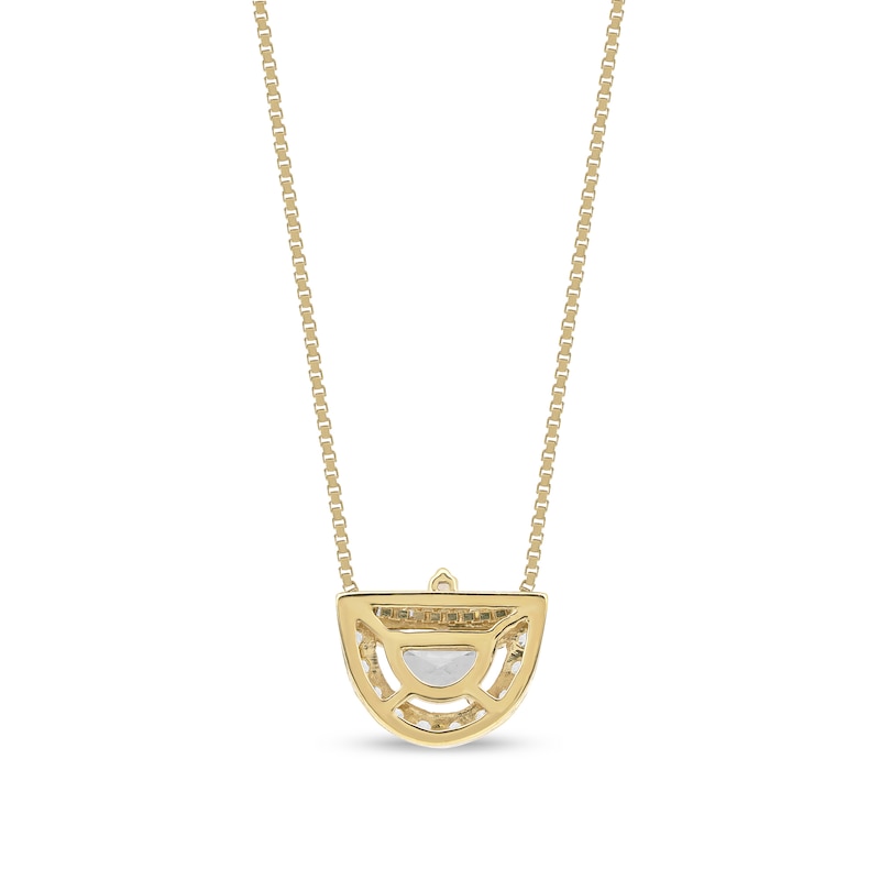 Main Image 3 of 1/3 CT. T.W. Half-Moon Certified Lab-Grown Diamond Frame Pendant in 14K Gold (F/VS2)