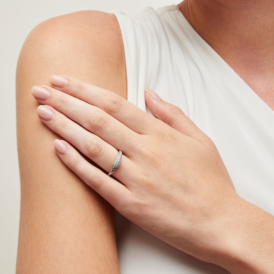 1/3 CT. T.w. Diamond Graduated Teardrop Split Ring in 10K White Gold