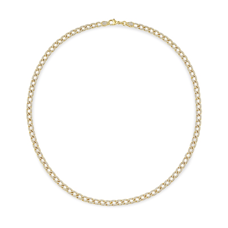 Main Image 1 of 2-1/2 CT. T.W. Diamond Curb Chain Necklace in Solid 10K Gold - 16”