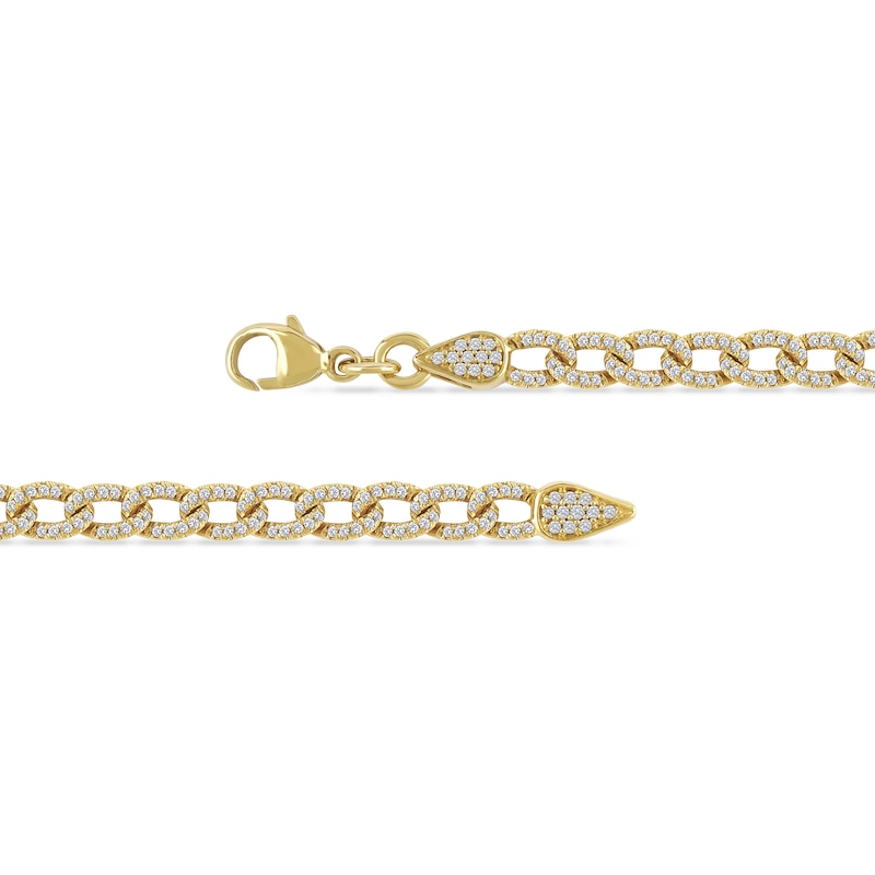 Main Image 3 of 2-1/2 CT. T.W. Diamond Curb Chain Necklace in Solid 10K Gold - 16”