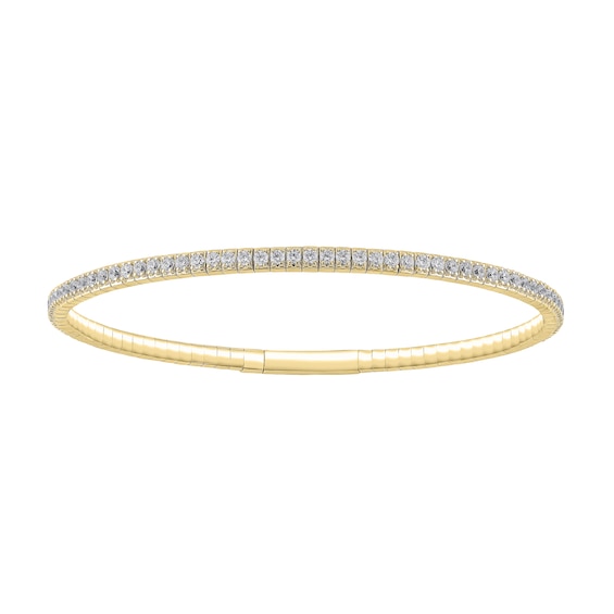 2 CT. T.w. Diamond Flexible Bangle in 10K Gold - 7.42"