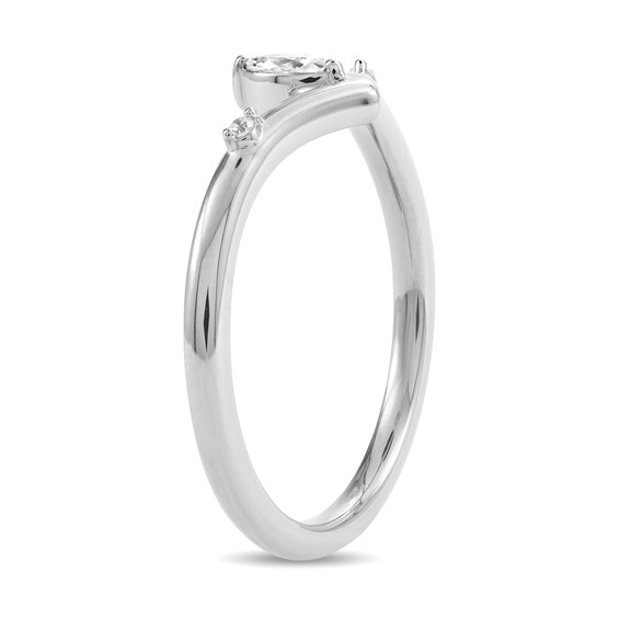 1/8 CT. T.w. Marquise-Cut Diamond Chevron Ring in 10K White Gold