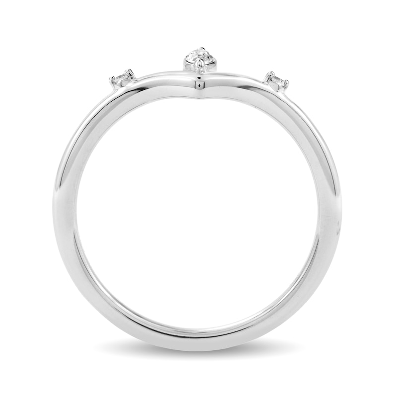 Main Image 4 of 1/8 CT. T.W. Marquise-Cut Diamond Chevron Ring in 10K White Gold